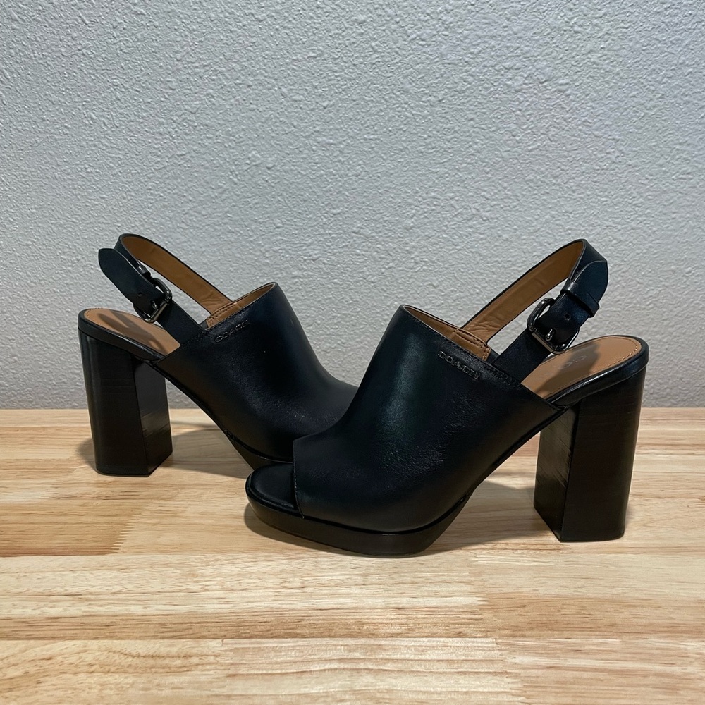COACH Black Slingback with Chunky Heel - Size 5M - EUC